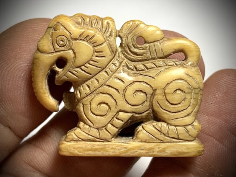 Kochasri carved ivory Himapant Elephanmt-Lion Luang Por Heng