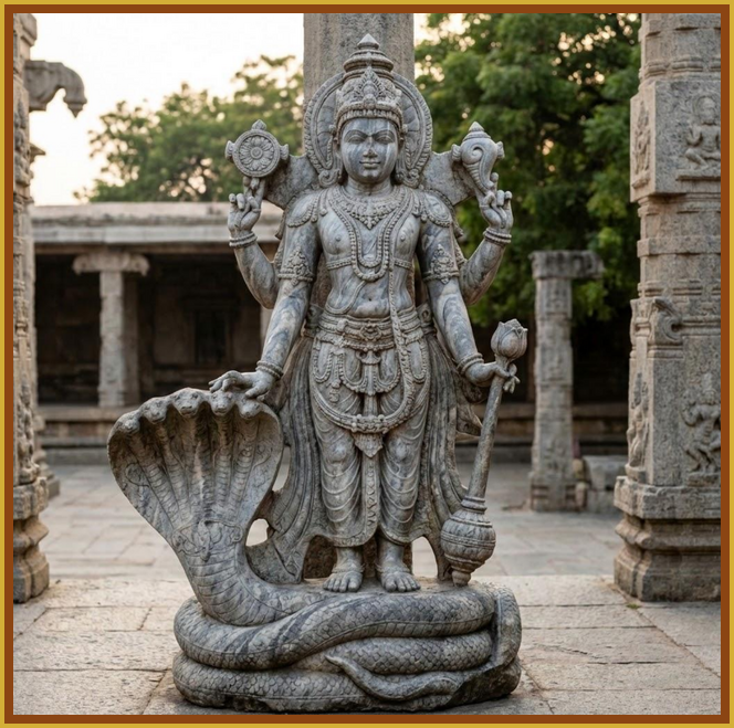 Vishnu Standing on Naga Serpents
